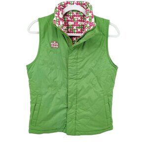 Burton Girls Reversible Puffer Vest XL Pink Green Outdoor Preppy Cold Weather